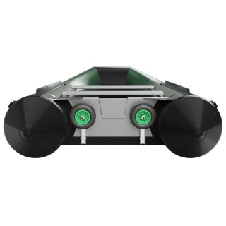 Sjösättningshjul transporthjul för akterspegel för gummibåtar hopfällbar enhandsmanövrering rostfritt stål A4 SUPROD HD200, svart/grön