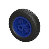 1 x Polyurethan hjul Ø 160 mm glideleje, PUNKTUR BEVIS, sort/blå