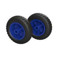 2 x Polyuretanhjul Ø 160 mm glidelager, PUNKTURBESIKT, svart/blå