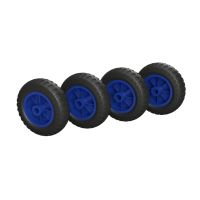 4 x Polyurethaan wiel Ø 160 mm glijlager, PUNCTURE PROOF, zwart/blauw