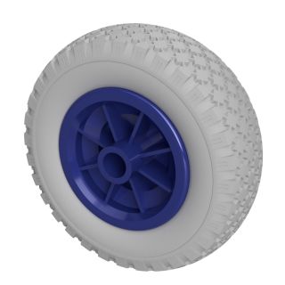 1 x Polyurethan hjul Ø 200 mm 2.50-4 glideleje, PUNKTUR BEVIS, grå/blå