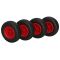 4 x Polyurethaan wiel Ø 200 mm 2.50-4 glijlager, PUNCTURE PROOF, zwart/rood