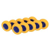 10 x Roda de Poliuretano Ø 200 mm 2.50-4 rolamento liso, À PROVA DE FURO, amarelo/azul