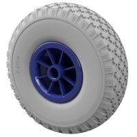 1 x Polyurethane Wheel Ø 260 mm 3.00-4 plain bearing, PUNCTURE PROOF, gray/blue
