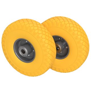 2 x Roda de Poliuretano Ø 260 mm 3,00-4 rolamentos de esferas, À PROVA DE FURO, amarelo/cinza