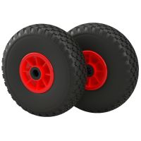 2 x Polyurethane Wheel Ø 260 mm 3.00-4, needle bearings, PUNCTURE PROOF, black/red