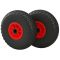 2 x Polyurethaan wiel Ø 260 mm 3.00-4 naaldlagers, PUNCTURE PROOF, zwart/rood