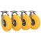 4 x Swivel Castor with PU Wheel Ø 260 mm 3.00-4 Ball Bearing Transport Roller Puncture Proof, yellow/grey
