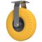 1 x Fixed Castor with PU Wheel Ø 260 mm 3.00-4 Ball Bearing Transport Roller Puncture Proof, yellow/grey