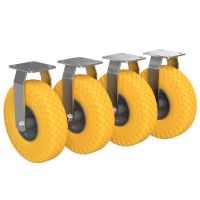 4 x Not-steerable Caster with Polyurethane Wheel Ø 260 mm 3.00-4, PUNCTURE PROOF