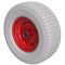 1 x Polyurethane Wheel Ø 400 mm 6.50-8, 2 Ball Bearings Robotic Lawnmower Tractor Puncture Proof, grey/red