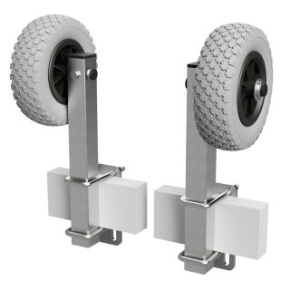 1 Paar Sliprollen mit Stütze Sliphilfe Bootstrailer PU-Reifen SUPROD RKSID-200-PU, Ø 200 mm, grau/schwarz