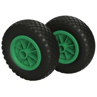 2 x Polyuretanhjul Ø 200 mm 2,50-4 Glideleie rulle utskytningshjul punkteringssikker, svart/grønt