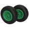 2 x Rueda de poliuretano Ø 200 mm 2,50-4 cojinete liso rollo rueda de lanzamiento a prueba de pinchazos, negro/verde