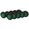 10 x Rueda de poliuretano Ø 200 mm 2,50-4 cojinete liso rollo rueda de lanzamiento a prueba de pinchazos, negro/verde