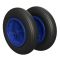 2 x Polyuretanhjul Ø 350 mm 3.50-8 Glideleie trillebårhjul dekk punkteringssikker, svart/blå