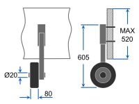 Transporthjul til akterspeil sjøsettingshjul for gummibåt sammenleggbar rustfritt stål SUPROD ET260, svart/rød