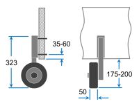 Sjøsettingshjul for småbåter transporthjul til akterspeil rustfritt stål SUPROD LD160, svart/rød