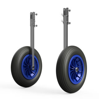 Hjulsæt til gummibåd transporthjul sammenklappelig rustfrit stål SUPROD ET350, sort/blå