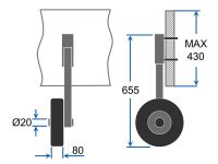 Transporthjul til akterspeil sjøsettingshjul for gummibåt sammenleggbar rustfritt stål SUPROD ET350, svart/blå