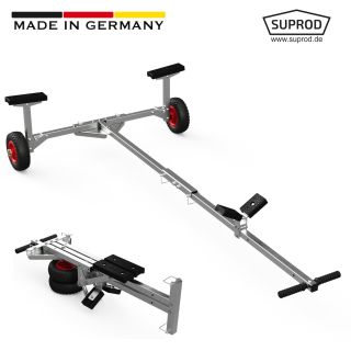 Foldable Boat Trolley for Small Boats and Dinghies Optimist Hand Trailer Boat Cart SUPROD TR200-B, PU, Ø 200 mm, black/red
