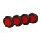 4 x Rueda de poliuretano Ø 160 mm cojinete liso compresor rollo a prueba de pinchazos, negro/rojo
