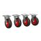 4 x Swivel Castor with PU Wheel Ø 160 mm Plain Bearing Transport Roller Puncture Proof, black/red