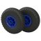 2 x Ruota in poliuretano Ø 260 mm 3.00-4 cuscinetto a strisciamento ruota del rimorchio volante per carrello manuale a prova di foratura, nero/blu