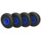 4 x Rueda de poliuretano Ø 260 mm 3.00-4 cojinete liso rueda de lanzamiento rueda de carretilla manual a prueba de pinchazos, negro/azul