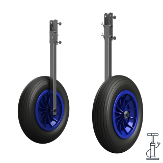 Rodas de transom rodas de lançamento de bote dobrável aço inoxidável SUPROD ET350-LU, preto/azul