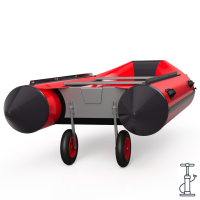 Spiegelwielen strandwielen voor rubberboot opvouwbaar roestvrij staal SUPROD ET350-LU, zwart/rood