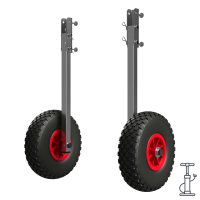 Hjulsæt til gummibåd transporthjul sammenklappelig rustfrit stål SUPROD ET260-LU, sort/rød