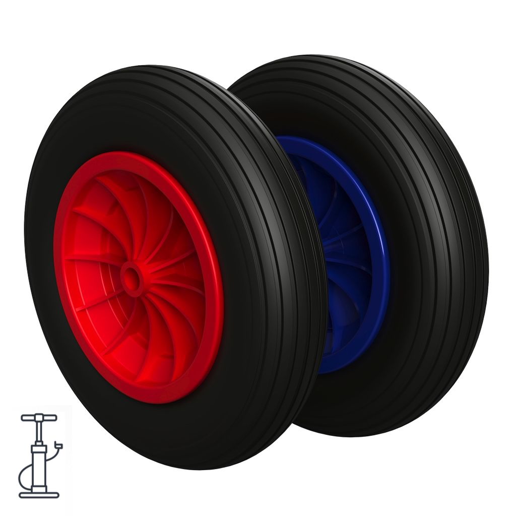 Spare Wheel Black/Red 1 x Luftrad Ø 350 mm 3.50-8 bearings wheel 