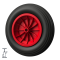 1 x Roue à air Ø 370 mm 3.50-8 palier lisse roue de brouette pneus, noir/rouge