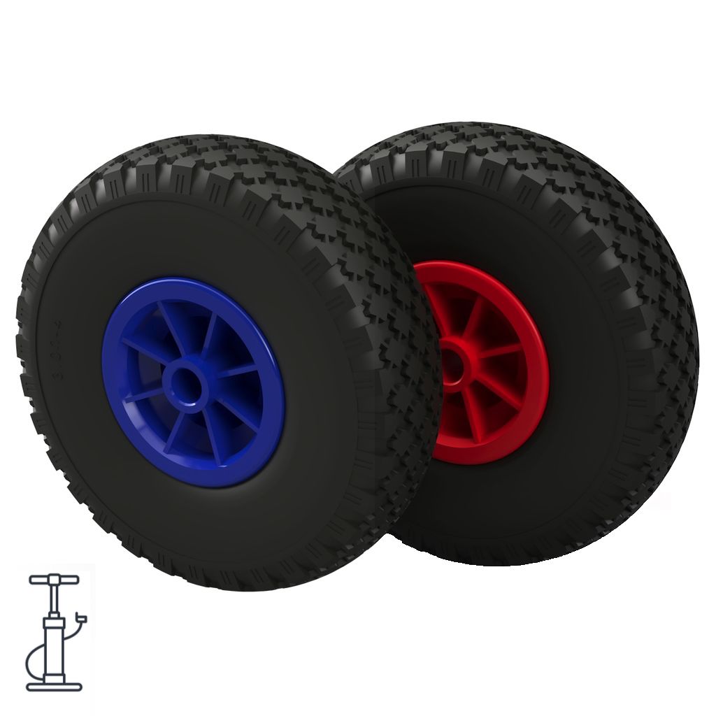 schwarz/blau 2 x PU Rad Ø 350 mm 3.50-8 Gleitlager Schubkarrenrad Reifen 