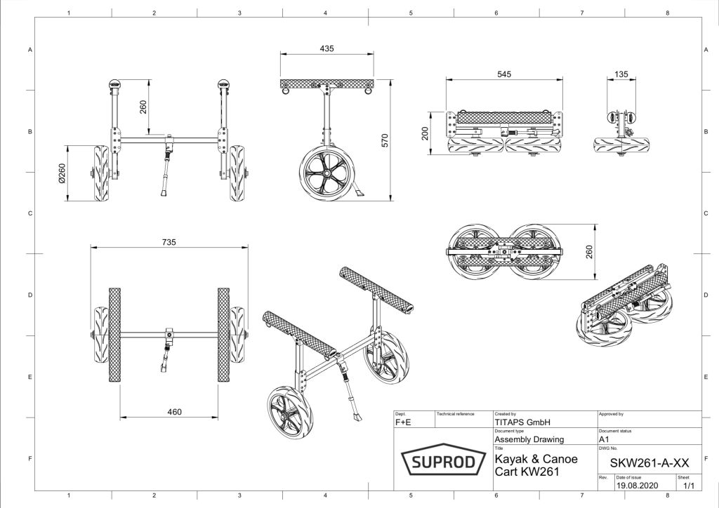 Canoe trolley, Kayak cart, SUP-trolley, SUPROD KW261 