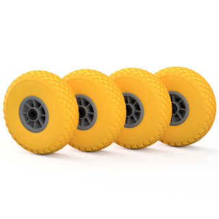 4 x roda de PU (amarelo/cinza)