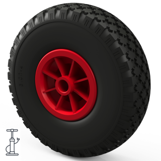 1 x hjul (svart/rødt)