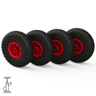 4 x hjul (svart/rødt)