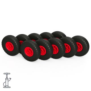10 x wiel (zwart/rood)