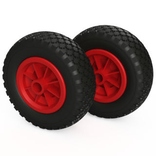 2 x PU-hjul (svart/rødt)