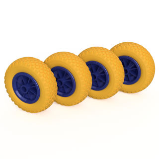 4 x roue PU (jaune / bleu)