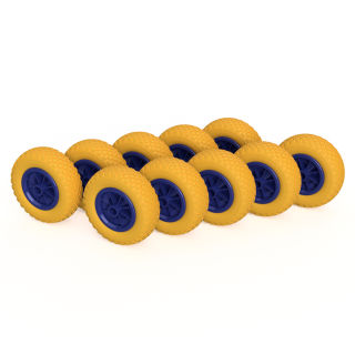 10 x roue PU (jaune / bleu)