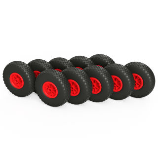 10 x roda de PU (preto/vermelho)