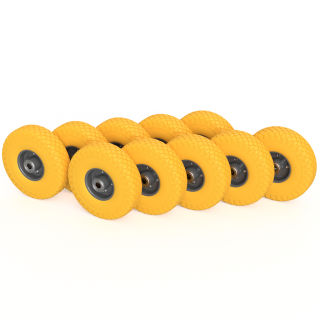 10 x roda de PU (amarelo/cinza)