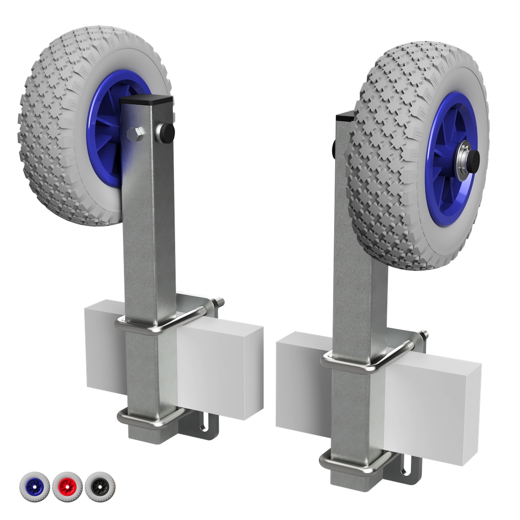1 pair of rollers with support, Boat trailer, PU tyres, SUPROD RKSID-200-PU, Ø200 1
