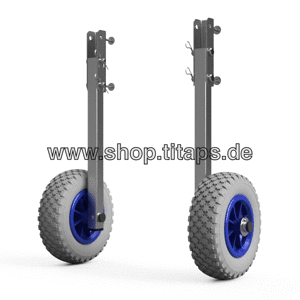 Hjulsæt til gummibåd transporthjul sammenklappelig rustfrit stål SUPROD ET200, grå/blå hjul til oppustelige både dinghy wheels 1
