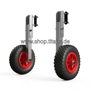 Hjul hjulsæt til gummibåd sammenklappelig betjening med én hånd rustfrit stål A4 SUPROD HD200, sort/rød hjul til oppustelige både dinghy wheels transporthjul 1