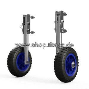 Hjul til små både hjulsæt transporthjul rustfrit stål SUPROD LD160, sort/blå hjul til oppustelige både til gummibåd 1