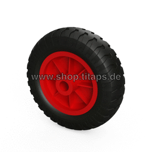 4 x Rueda de poliuretano Ø 160 mm cojinete liso compresor rollo a prueba de pinchazos, negro/rojo neumáticos 1